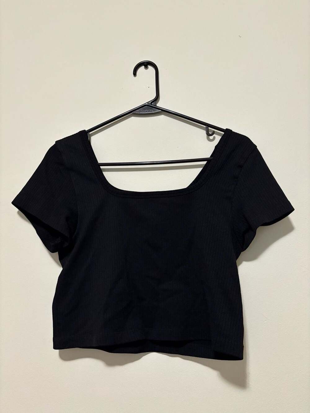 PINK Victoria's Secret Black Ribbed Square Neck Crop Top